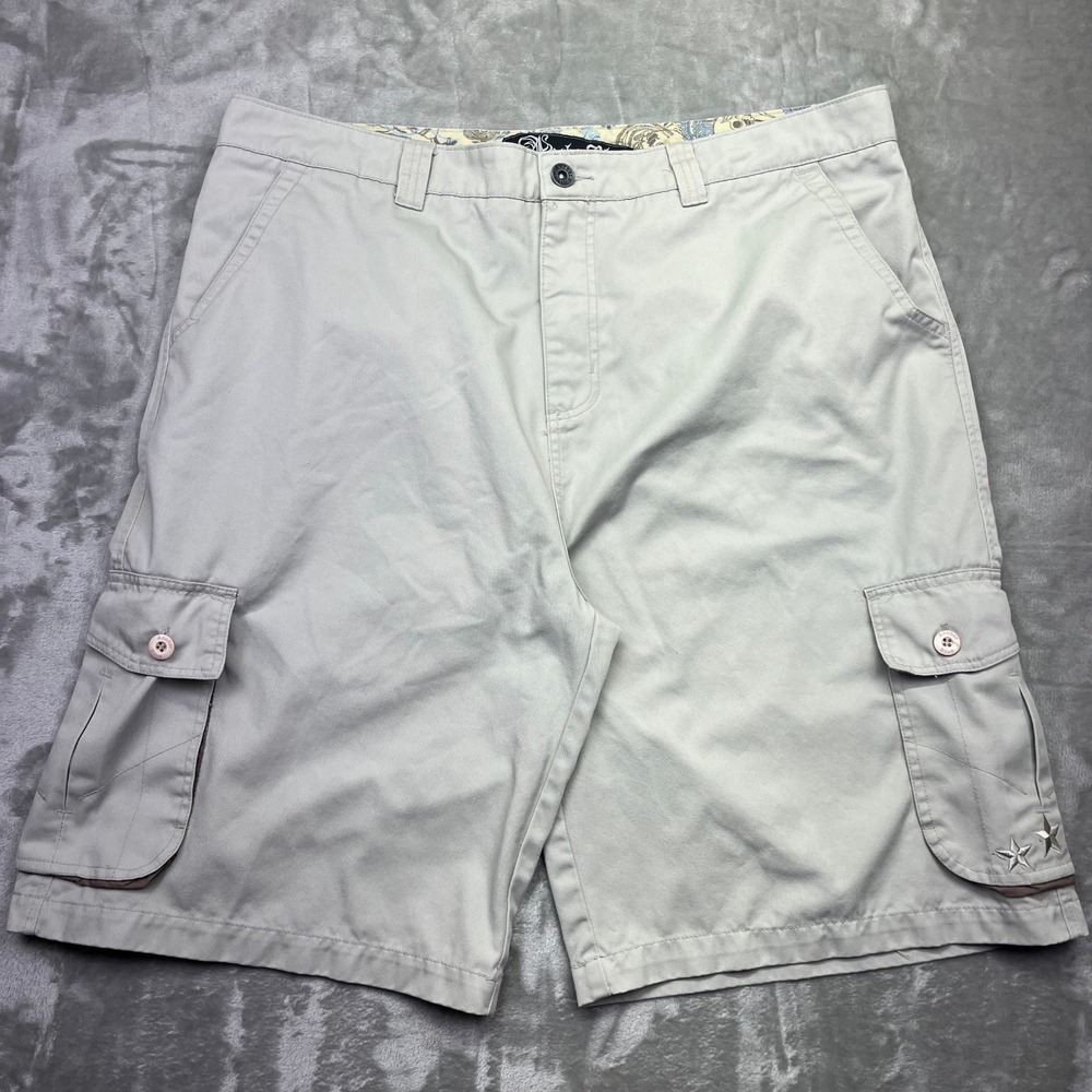 Anchor Blue Cargo Shorts Casual Khaki Outdoor Star Accents Sz 40 Hiking Gorpcore